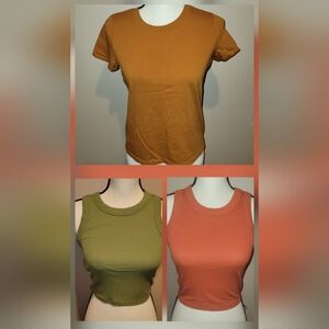 Women's Casual Tops - Rust, Olive, and Orange